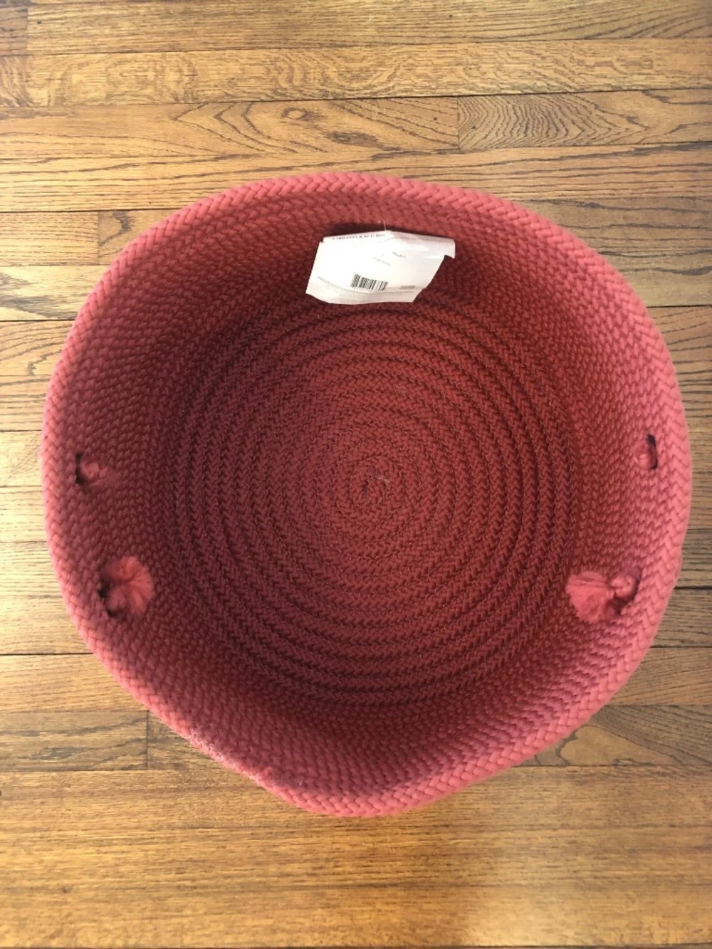 NWT Large Braided Storage Basket by Colonial Mills, Rose